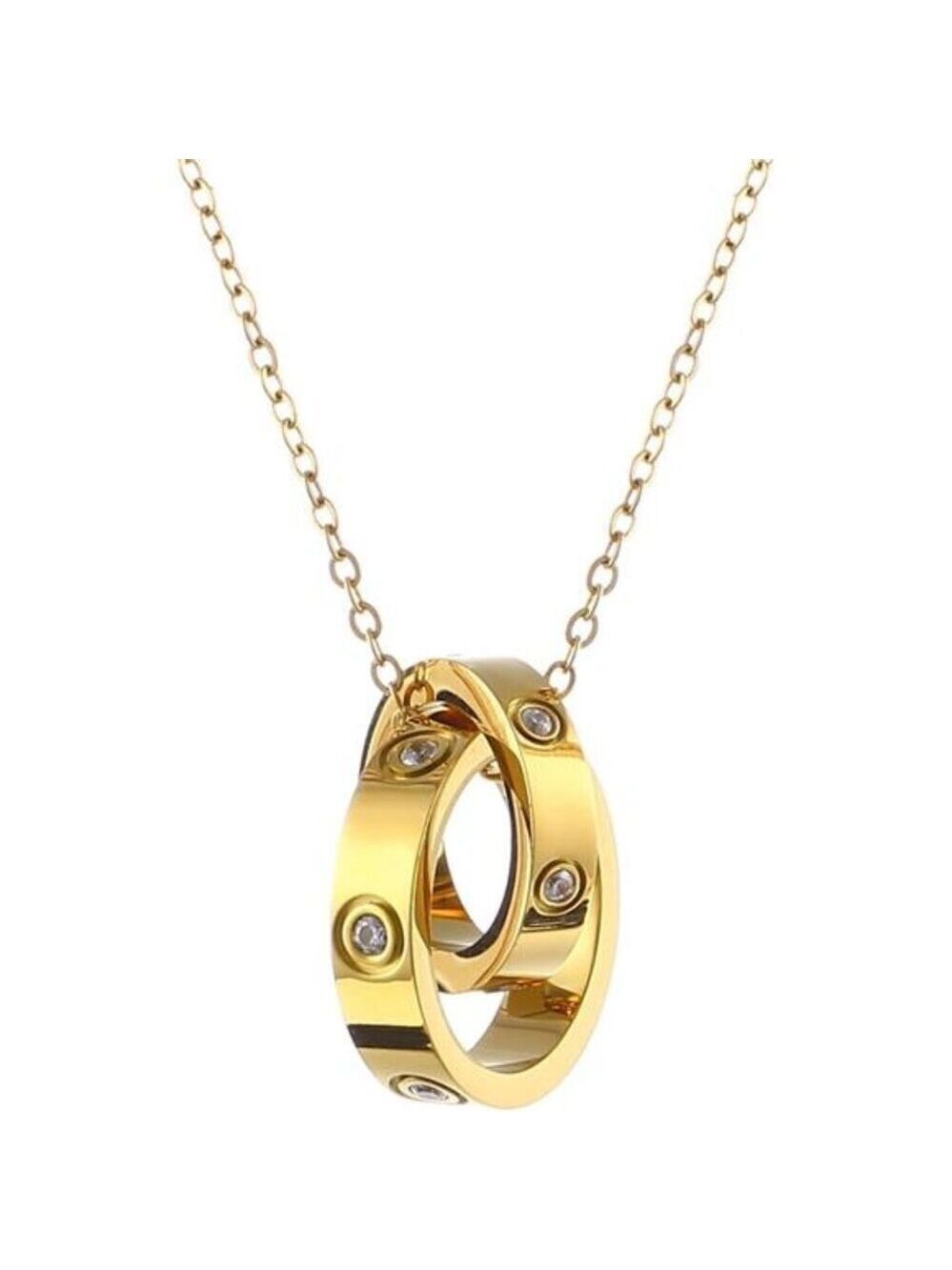 Women's Stainless Steel Necklace -18K Gold Women's Necklace, Gold Interlocking